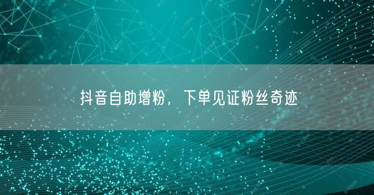 抖音自助增粉，下单见证粉丝奇迹