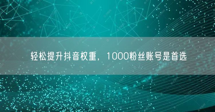 轻松提升抖音权重，1000粉丝账号是首选