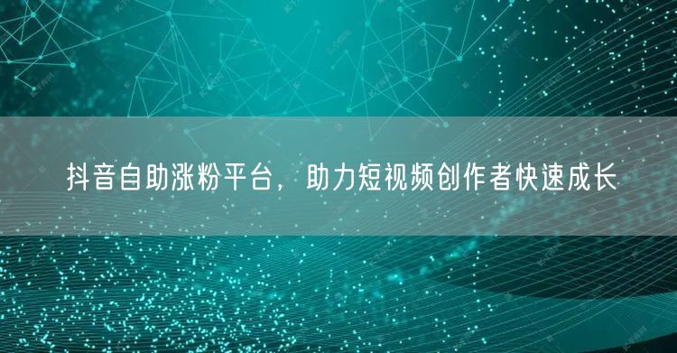 抖音自助涨粉平台，助力短视频创作者快速成长