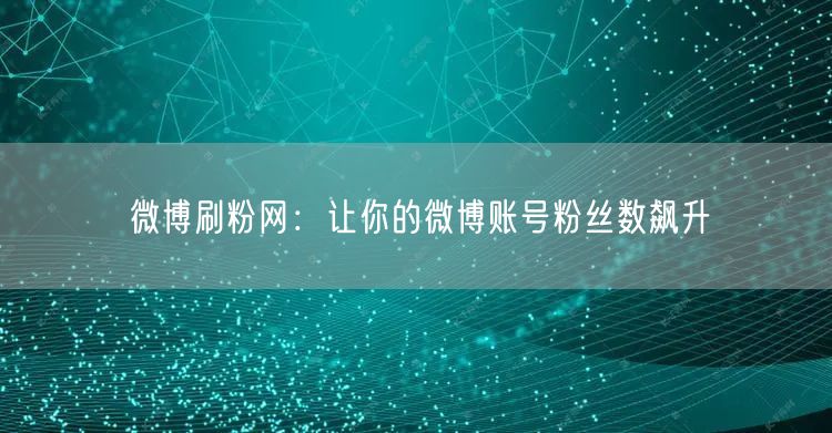 微博刷粉网：让你的微博账号粉丝数飙升
